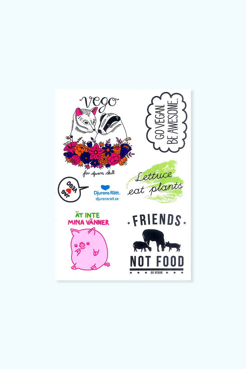 Ark med klistermärken med vegotema